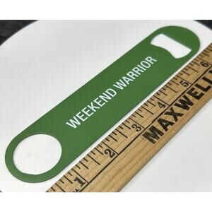 NEW Weekend Warrior Beer Bottle Opener Heavy Duty Green Metal Bar Tool